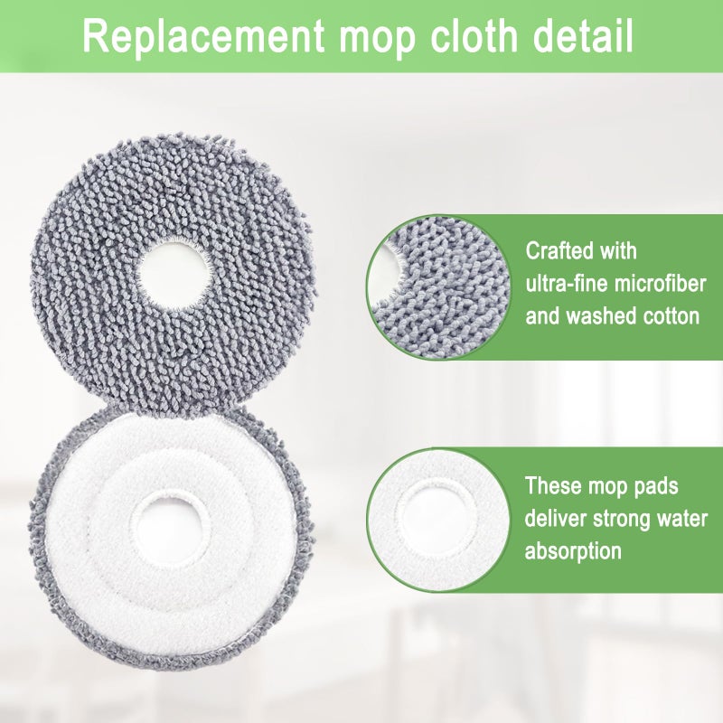 MalhSlix Replacement Parts Accessories Kit for iRobot Roomba Plus 505 405 Combo, for Dreame X40 Ultra Complete/L10s Pro Ultra Heat/X40 Master/L40 Ultra/L10s Ultra Gen 2 Robot Vacuum Cleaner, 6 Mop Pads - Image 3